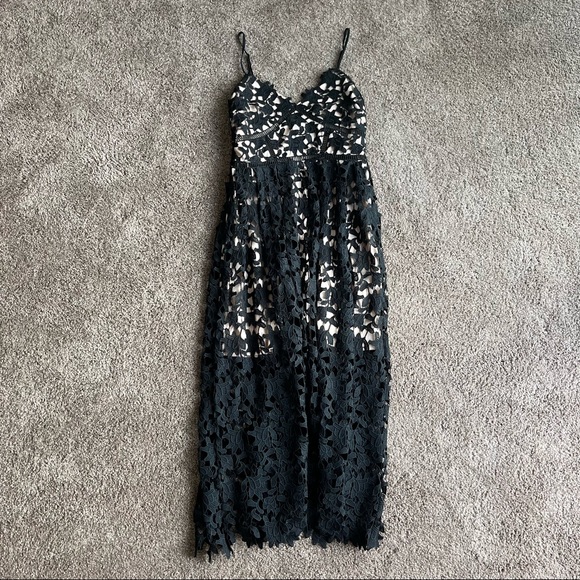 Aqua Black Lace Midi Dress - Picture 1 of 5